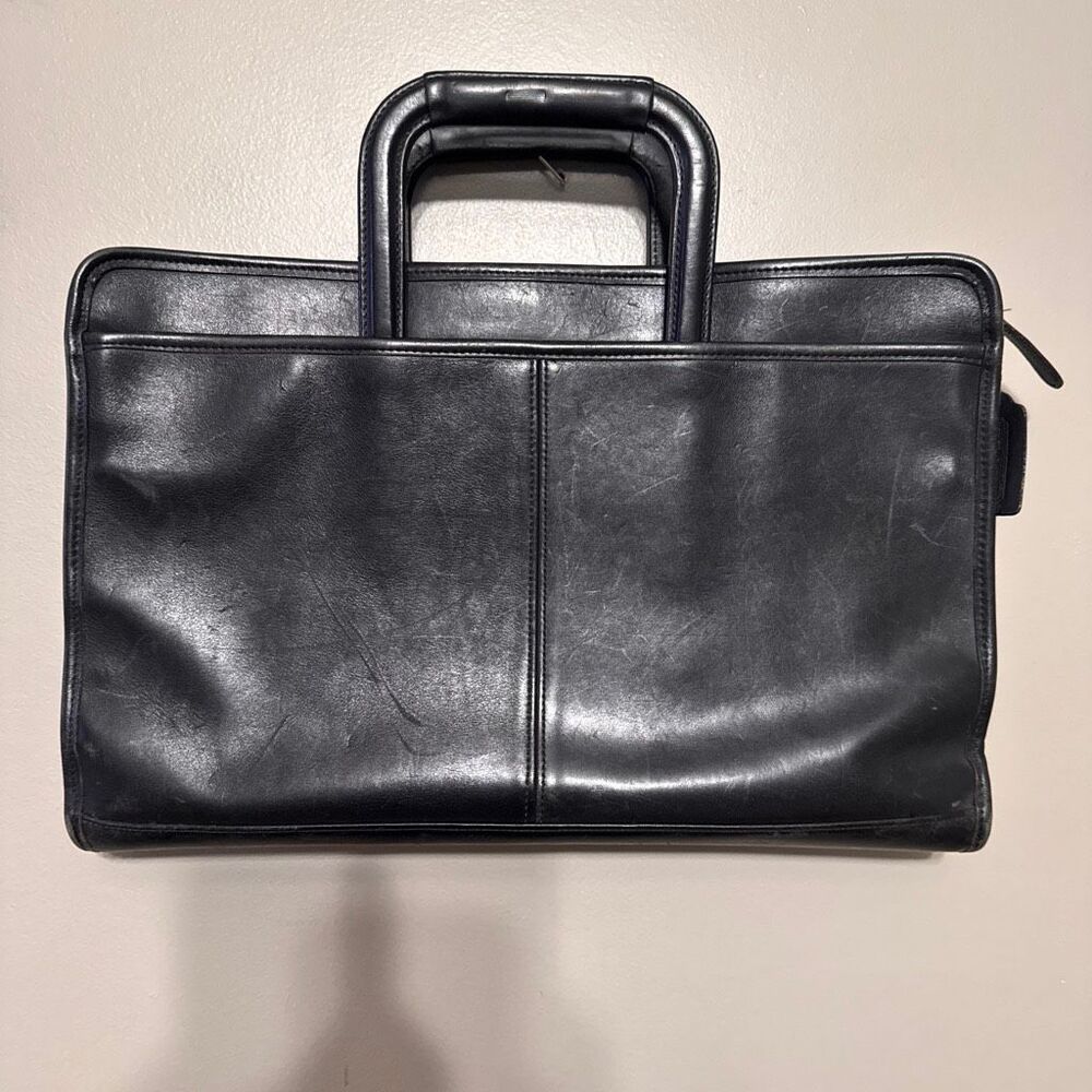 Coach Vintage Portfolio Retractible Handles Briefcase Black Leather